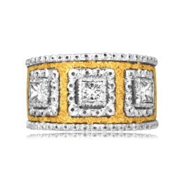 Vintage Mario Buccellati princess cut diamond gold Ring 16620 TV