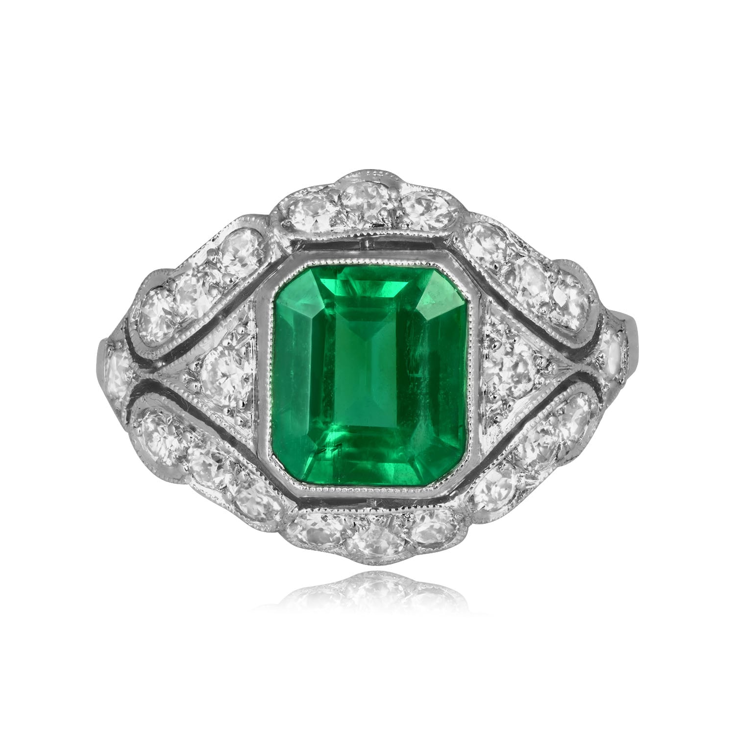 2.36 carat emerald cut diamond filigree Diveron Ring 16627 TV