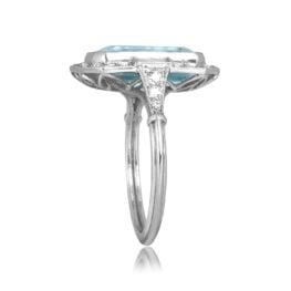 elongated emerald cut aquamarine platinum Galien Ring 16628 TSV