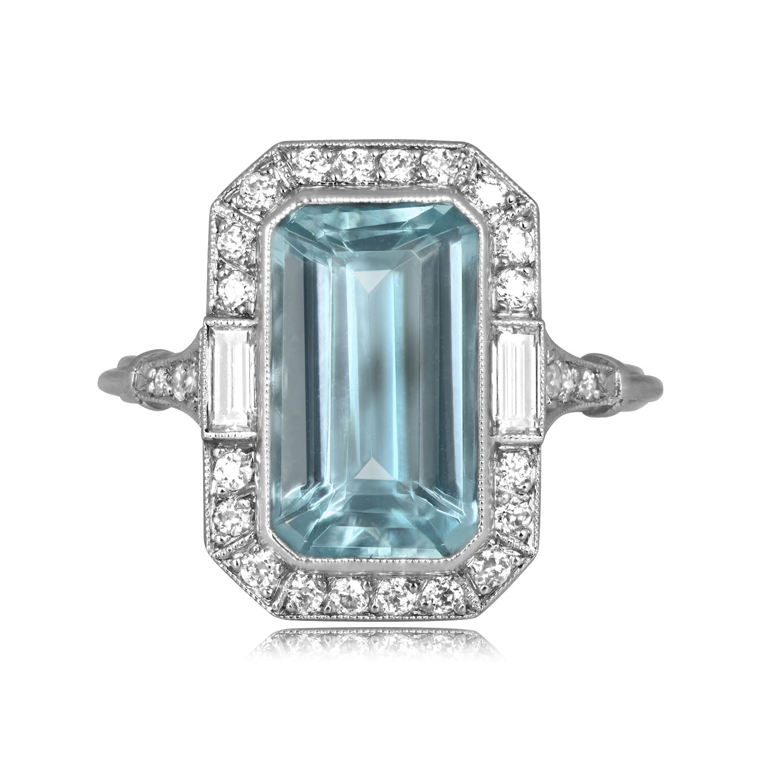 3.95 emerald cut aquamarine ring platinum Galien Ring 16628 TV