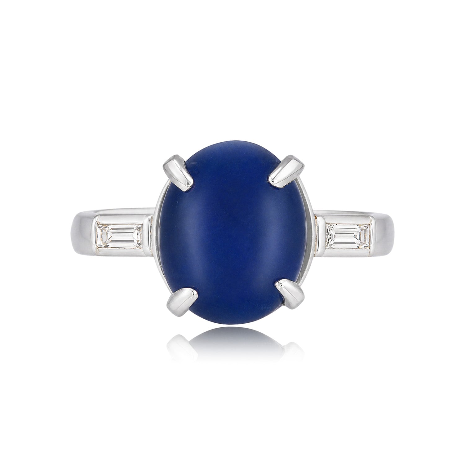 Vintage 4.07 carat cabochon heated Ceylon sapphire platinum accent Folsom Ring 16637 TV