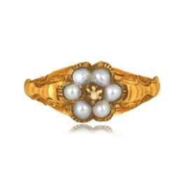 Georgian era floral pearl yellow gold Leola Ring 16639 TV