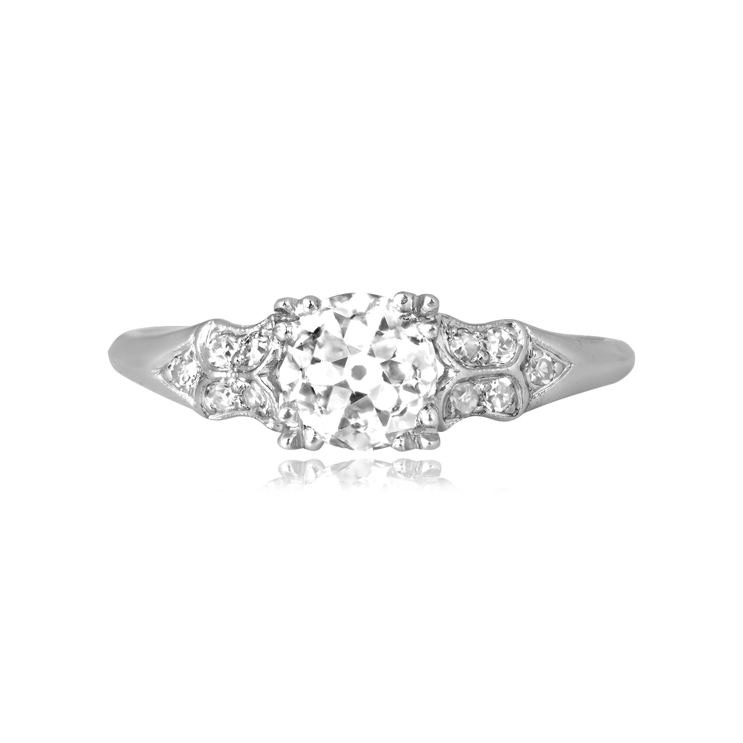 Stacked from 33 images. Method=C (S=1) Art Deco 0.76 carat old European cut diamond platinum Adaline Ring 16642 TV