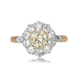 0.50 carat old European cut yellow diamond floral Laings Ring 16645 TV