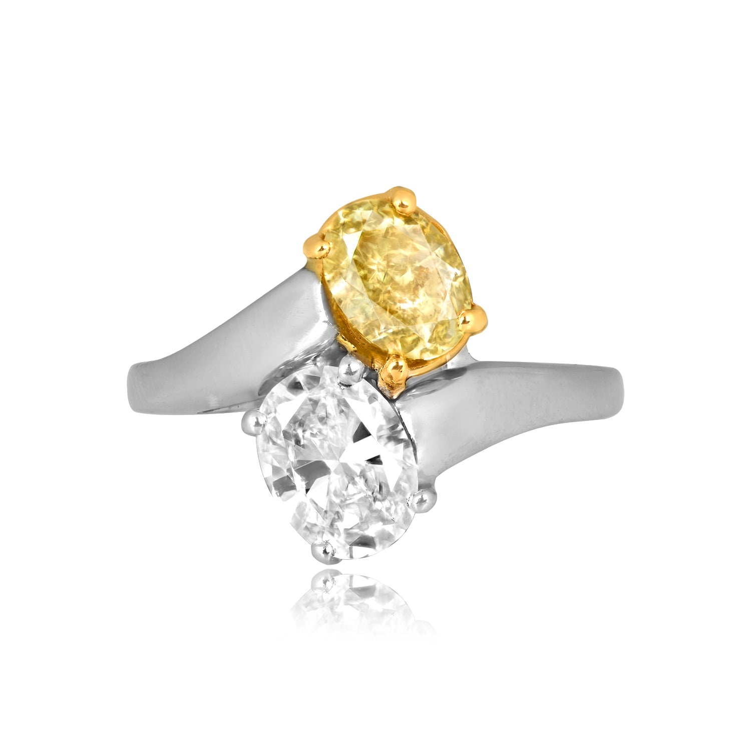 Bulgari yellow and white oval cut diamonds toi et moi Bulgary Ring RJ5J2426 TV