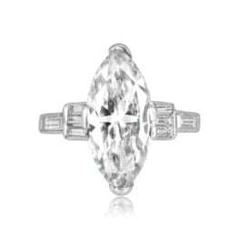 1960s 3.73 carat marquise cut diamond platinum Cornett Ring RJ5J81 TV