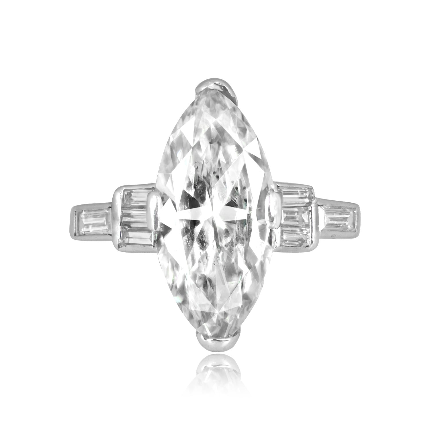 1960s 3.73 carat marquise cut diamond platinum Cornett Ring RJ5J81 TV