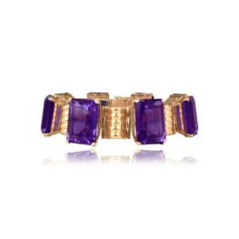 Retro era yellow gold Emerald cut amethyst Warlock Bracelet RJ6J1132 TV