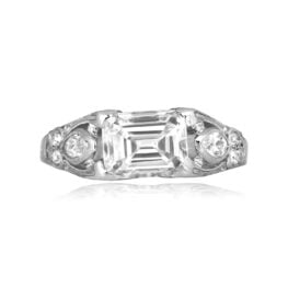 Antique 1.16ct emerald cut diamond platinum Calera Ring RJ6J1982 TV