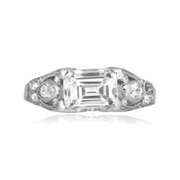 Antique 1.16ct emerald cut diamond platinum Calera Ring RJ6J1982 TV