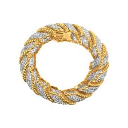 David Webb 18k Yellow Gold Diamond Link cuff Bracelet RJ6J387 SV