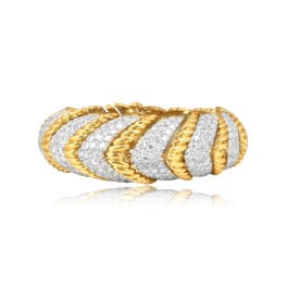 Signed David Webb Diamond and yellow gold link David Webb Bracelet RJ6J387 TV