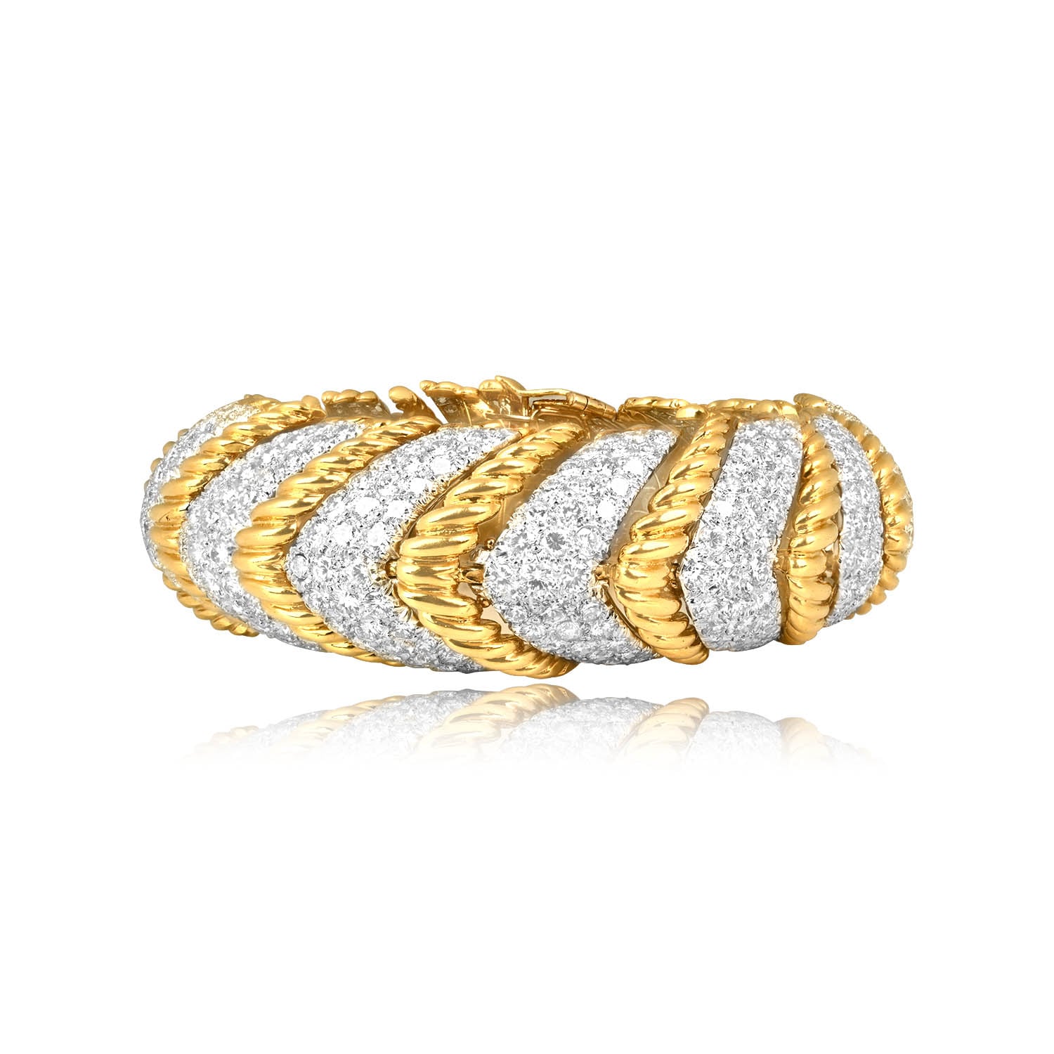 Signed David Webb Diamond and yellow gold link David Webb Bracelet RJ6J387 TV